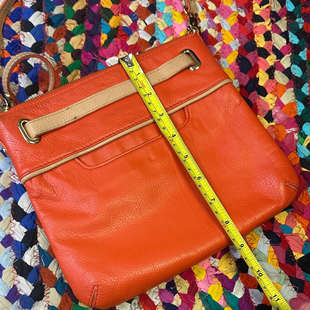 Emma Fox Orange Leather Crossbody Bag With Gold Hardware - Picture 7 of 9